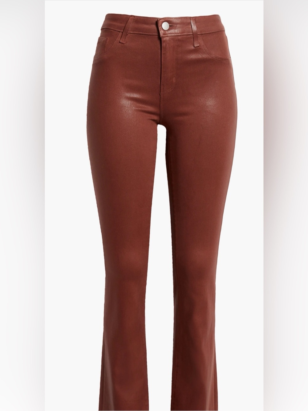 NWT L'AGENCE “RUTH” STRAIGHT LEG WINE RED STRETCH COATED DENIM JEAN PANTS